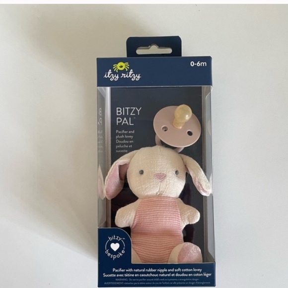 Itzy Ritzy - Bitzy Pal Natural Rub-ber Pacifier & Stuffed Animal, Bunny 0-6M - Picture 1 of 3